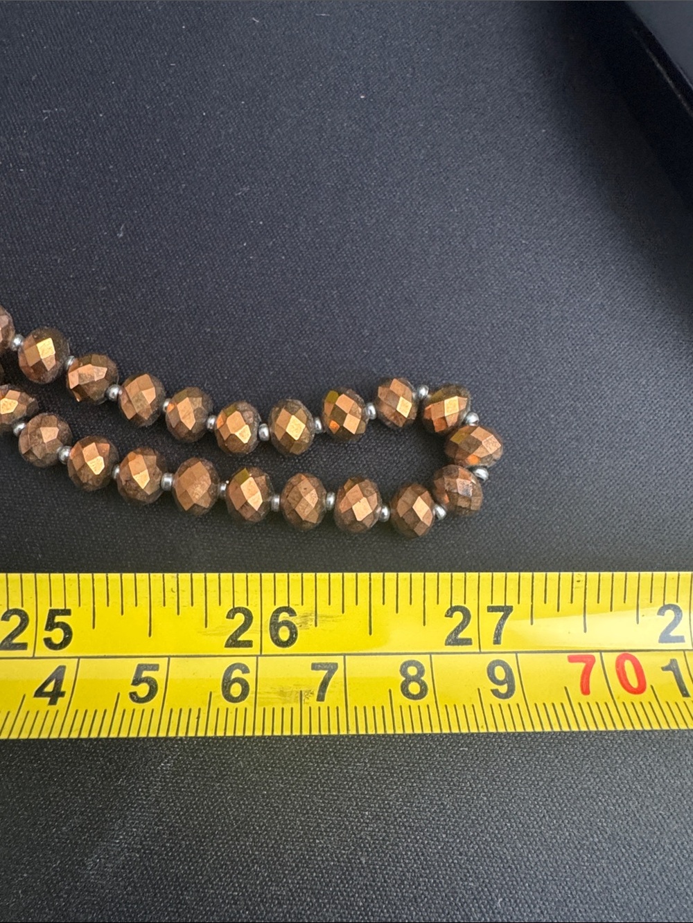 Copper Faceted Bead Long Necklace - Shimmering Copper Layering Strand - Picture 4 of 4